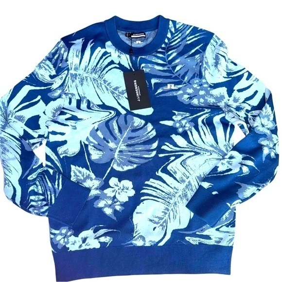 J. Lindeberg Other - New J. Lindeberg Men’s Percy Hibiscus Blue Sweater Large